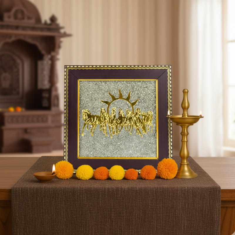 7 Horses on Raw Pyrite Frame - — Consecrated Numero-Vastu Remedy by Dhrminder Bhattia