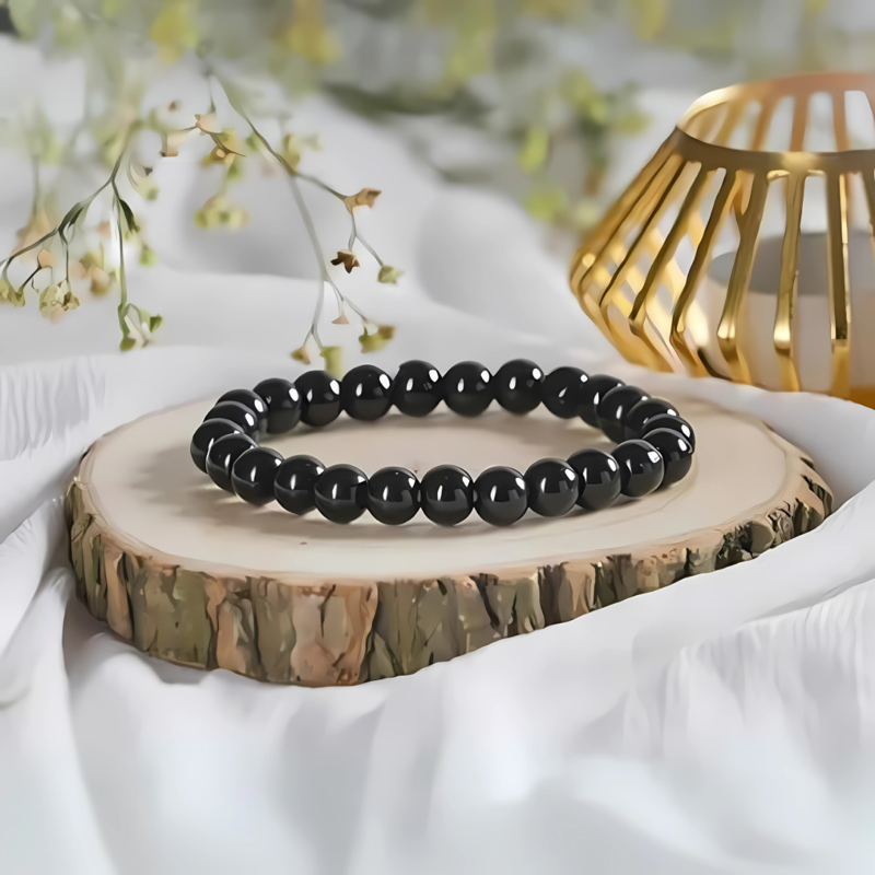 Black Tourmaline Bracelet (8mm) for Men and Women - — Consecrated Numero-Vastu Remedy by Dhrminder Bhattia