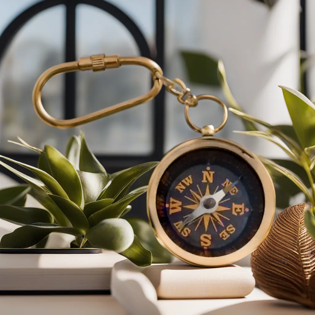 Keychain Magnetic Directional Brass Compass - — Consecrated Numero-Vastu Remedy by Dhrminder Bhattia