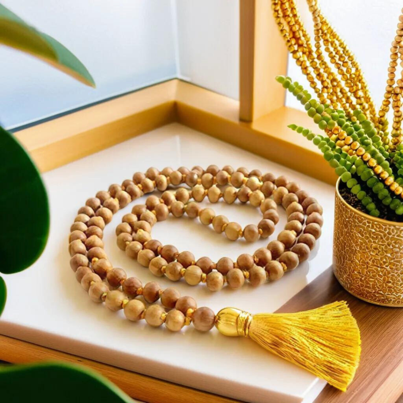 Chandan Mala for Jaap. Authentic Chandan Beads Mala. — Consecrated Numero-Vastu Remedy by Dhrminder Bhattia