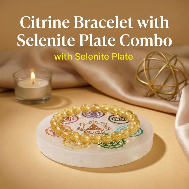 Citrine Bracelet with Selenite Plate Combo - — Consecrated Numero-Vastu Remedy by Dhrminder Bhattia