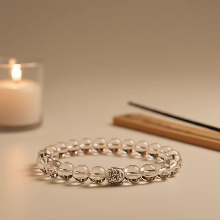 Clear Quartz with Buddha Charm Bracelet - — Consecrated Numero-Vastu Remedy by Dhrminder Bhattia
