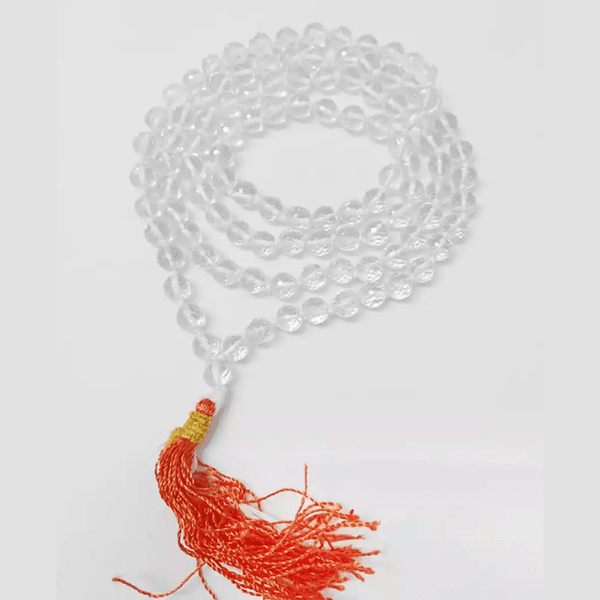 Diamond Cut Clear Quartz Japa Mala - — Consecrated Numero-Vastu Remedy by Dhrminder Bhattia