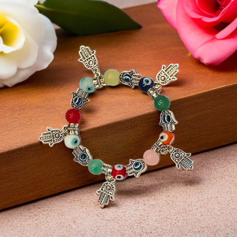 Evil Eye with Seven Chakras Bracelet with Charms — Consecrated Numero-Vastu Remedy by Dhrminder Bhattia