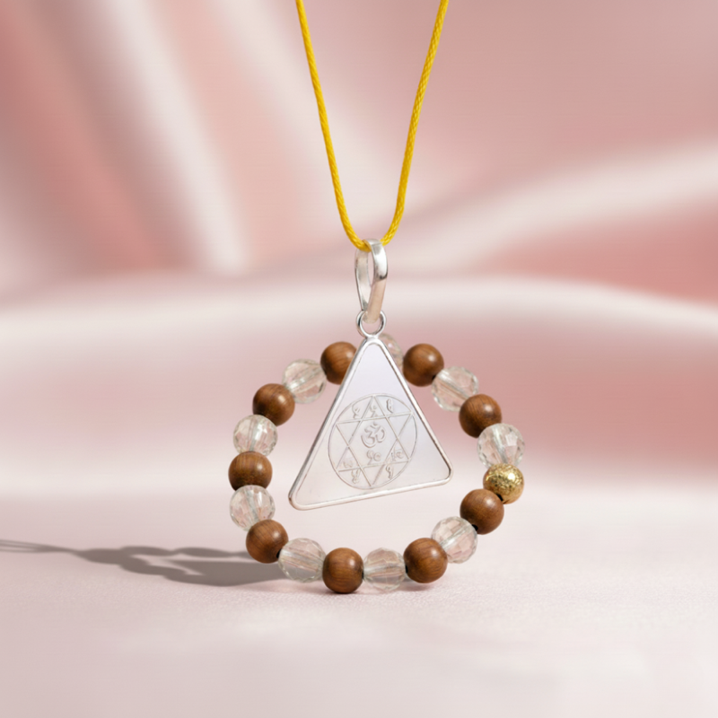 Gayatri Pure Silver locket and Wood Crystal bracelet Combo - — Consecrated Numero-Vastu Remedy by Dhrminder Bhattia