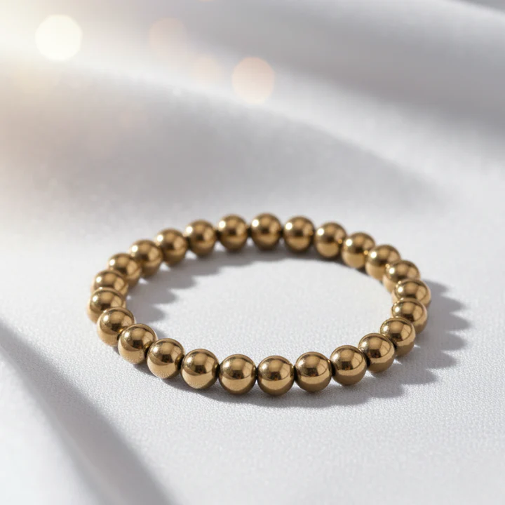 Golden Pyrite Bracelet (8mm) for Men and Women - — Consecrated Numero-Vastu Remedy by Dhrminder Bhattia