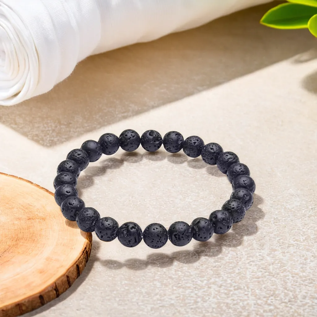 Lava Stone Bracelet (8mm) for Emotional Balance and Calm - — Consecrated Numero-Vastu Remedy by Dhrminder Bhattia