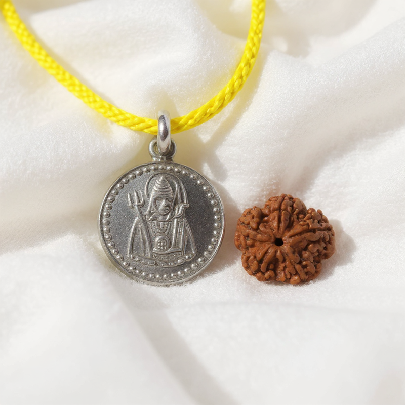 Maha Mrityunjaya Yantra Silver Locket Free 5 Mukhi Nepal Rudraksha — Consecrated Numero-Vastu Remedy by Dhrminder Bhattia