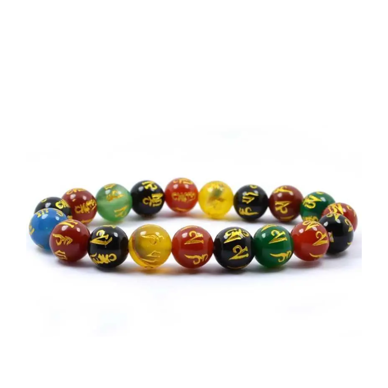 Om Mani Padme Hum Bracelet Crystal Gemstone (8mm) Feng Shui Monk Bracelet - — Consecrated Numero-Vastu Remedy by Dhrminder Bhattia