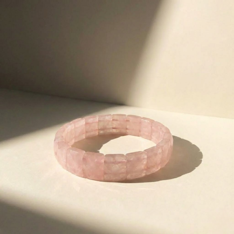 Rose Quartz Bracelet Band Cubical - — Consecrated Numero-Vastu Remedy by Dhrminder Bhattia