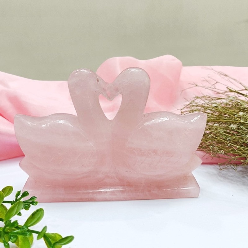 Rose Quartz Swan Pair for Love, Peace & Positive Energy — Consecrated Numero-Vastu Remedy by Dhrminder Bhattia
