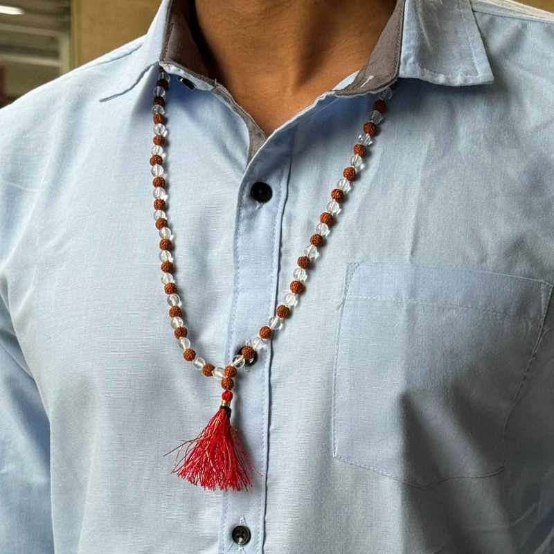 Rudraksha Crystal Mala Rudraksha Beads, 9-10 MM - — Consecrated Numero-Vastu Remedy by Dhrminder Bhattia