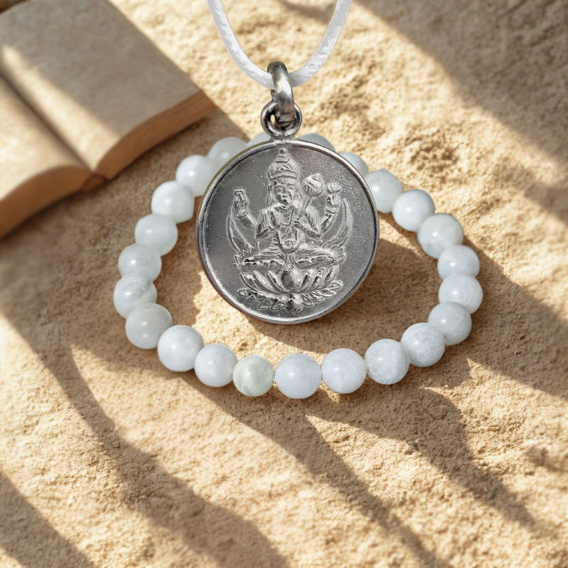 Powerful Shri Chandra Yantra Pendant Moon Bracelet Combo - — Consecrated Numero-Vastu Remedy by Dhrminder Bhattia