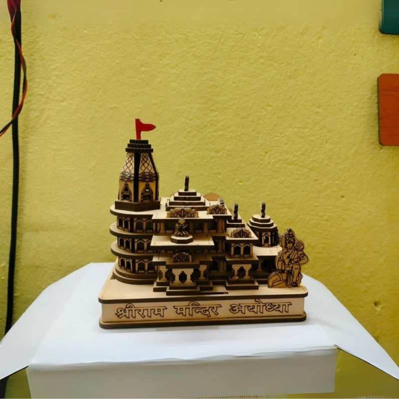 Shri Ram Mandir Ayodhya Statue (Wooden) - — Consecrated Numero-Vastu Remedy by Dhrminder Bhattia