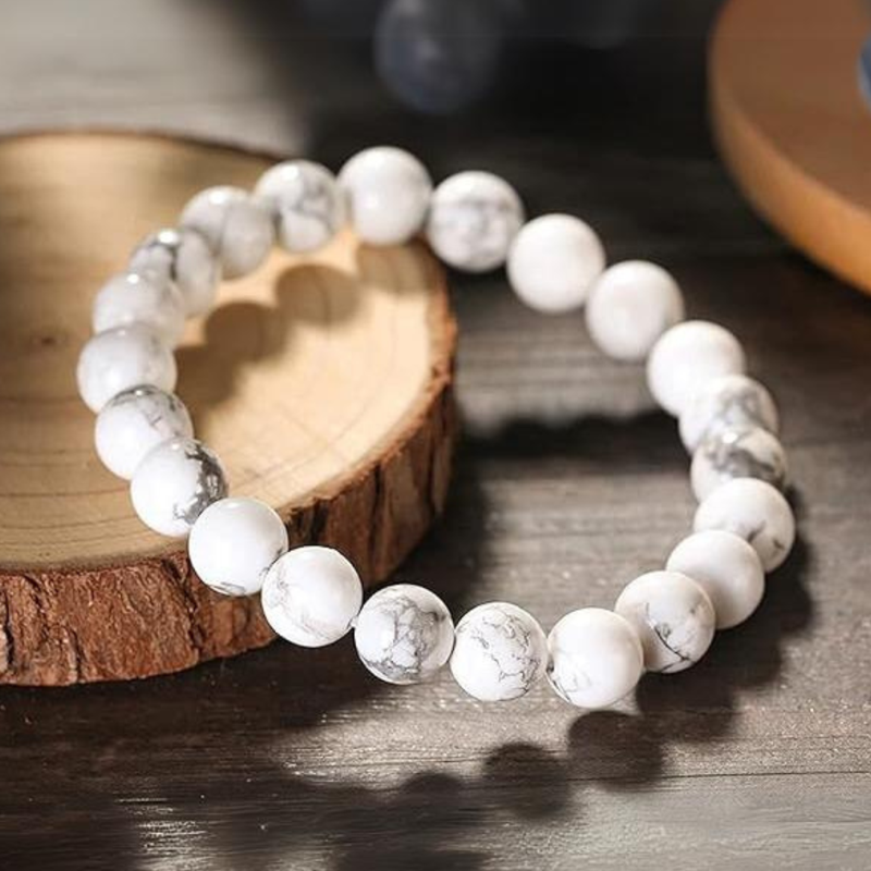Howlite Bracelet (8mm) for Promotes calm and reduces stress - — Consecrated Numero-Vastu Remedy by Dhrminder Bhattia