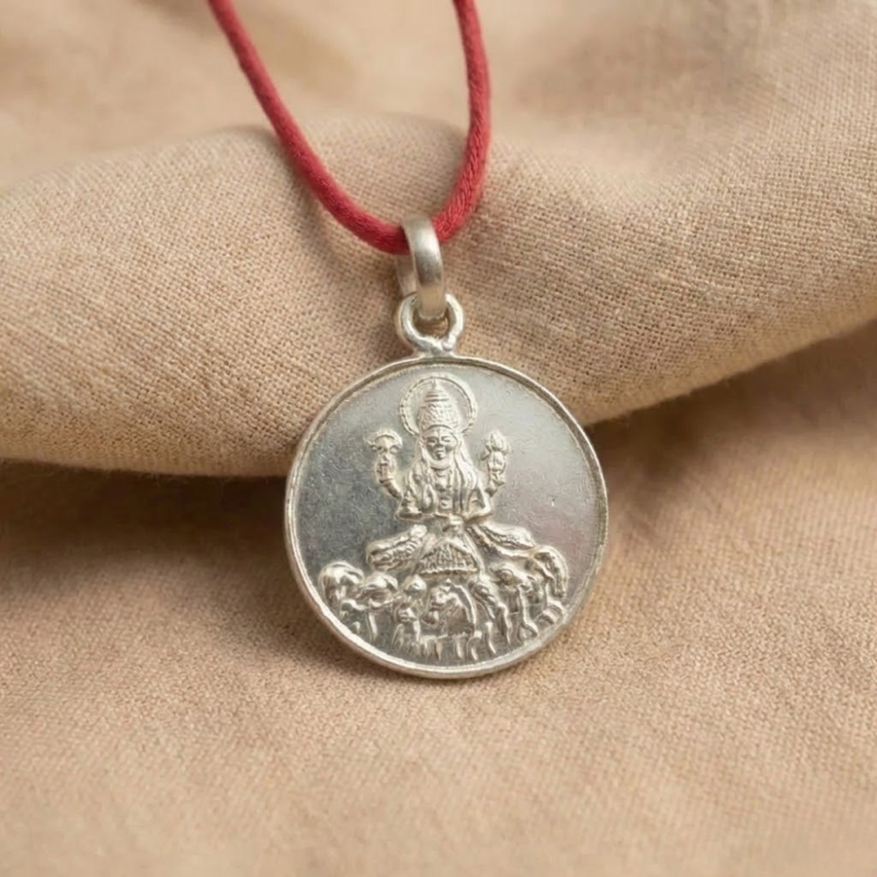 Surya Yantra Silver Locket (Round) (Free Thread) - — Consecrated Numero-Vastu Remedy by Dhrminder Bhattia