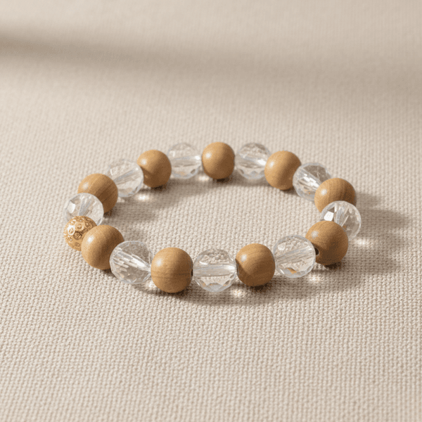 Wood Crystal Bracelet with Diamond Cut | Certified 8mm Bead — Consecrated Numero-Vastu Remedy by Dhrminder Bhattia